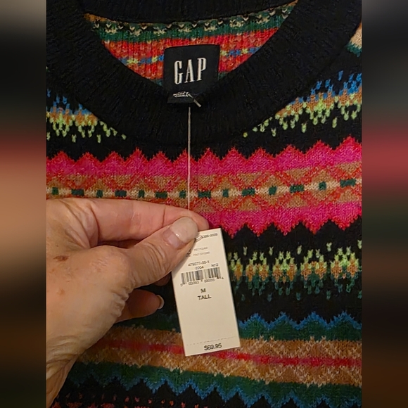 GAP Multicolor Striped Fair Isle Crewneck Sweater - Picture 3 of 4